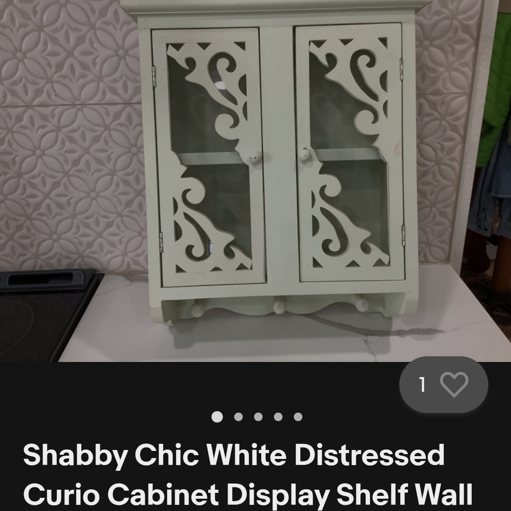 Cream Wall Cabinet with Glass Doors - Picture 6 of 7